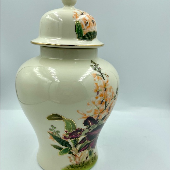 Toyo Vintage Ginger Jar Black Orchid Japanese Ceramic Vase With Lid Japan - Picture 3 of 10